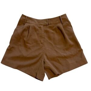 MOD REF Brown Boho High Rise Tailored Shorts Women's Medium Rayon Blend